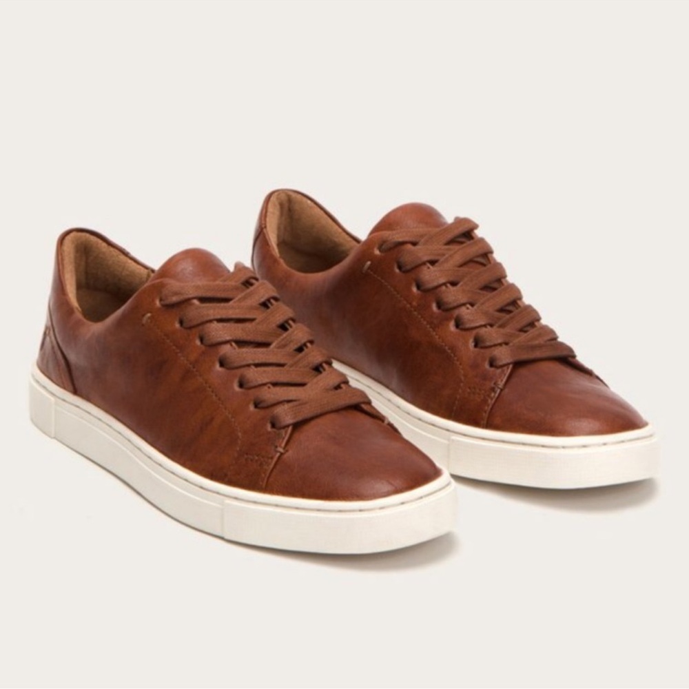 Frye Brown Leather Low-Top Sneakers